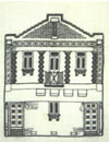 Blackwork embroidery of the Guild building